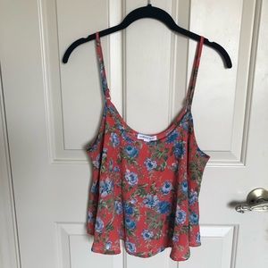 Cropped floral swing top